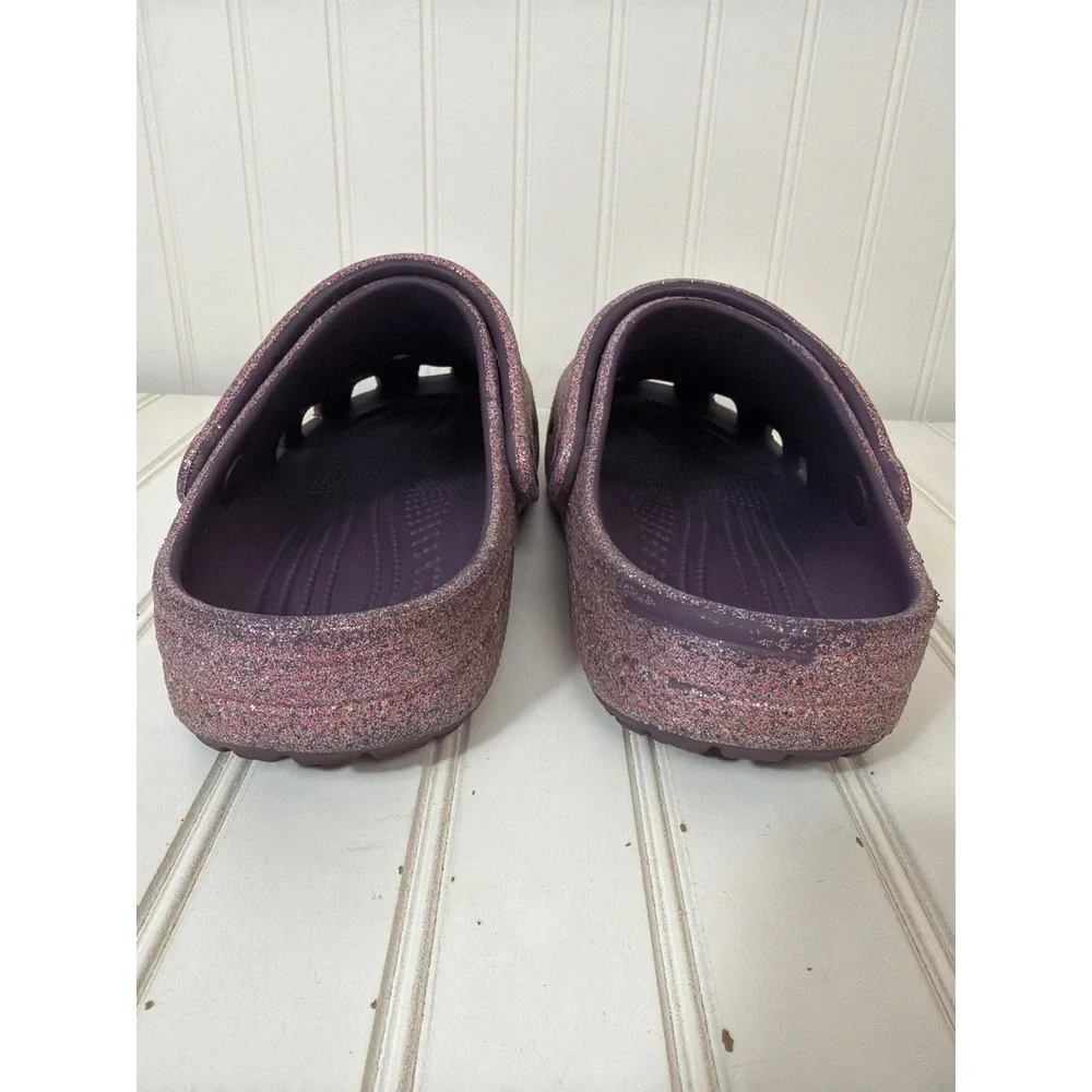 Crocs Classic Clog Kids Size J6 Purple Glitter Wicked Musical Charms Jibbitz